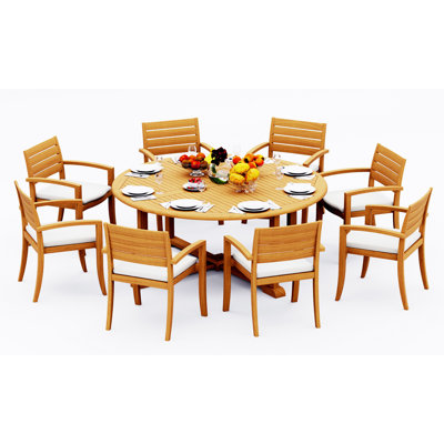 Ensemble repas extérieur rond Alvarado