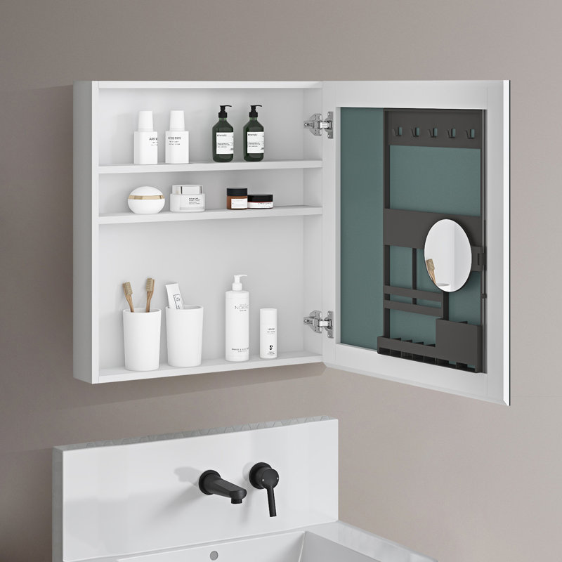 Armoire à pharmacie sans cadre avec miroir et 3 tablettes fixes Cadain W H, H 26 po x l 24 po x P 4 po