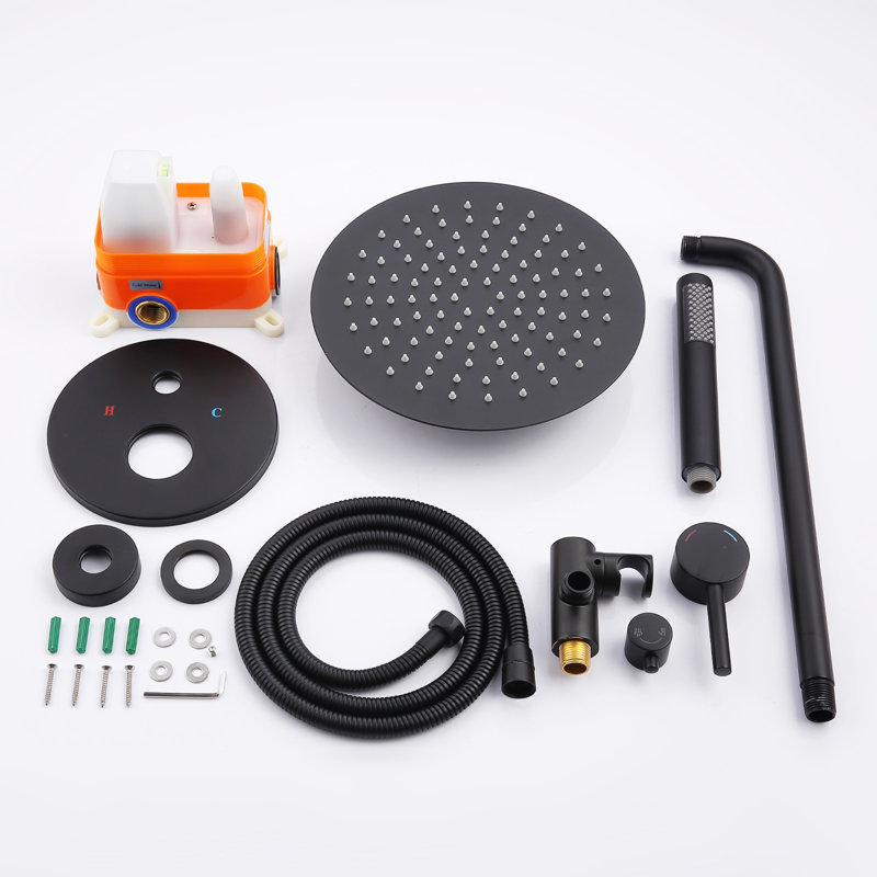 Luxurious Rainfall Shower System, Stylish Matte Black Metal, Modern Wall-mounted Experience