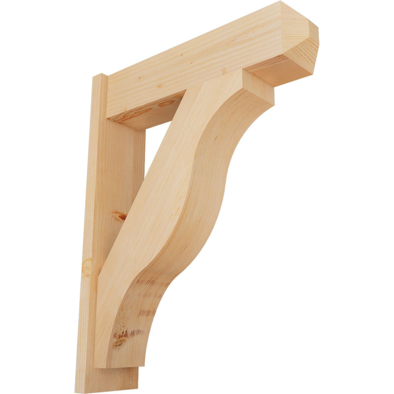 Persienne en bois rustique Funston Craftsman, P 28 po x H 36 po, Sapin Douglas de 7 1/2 po (lisse)