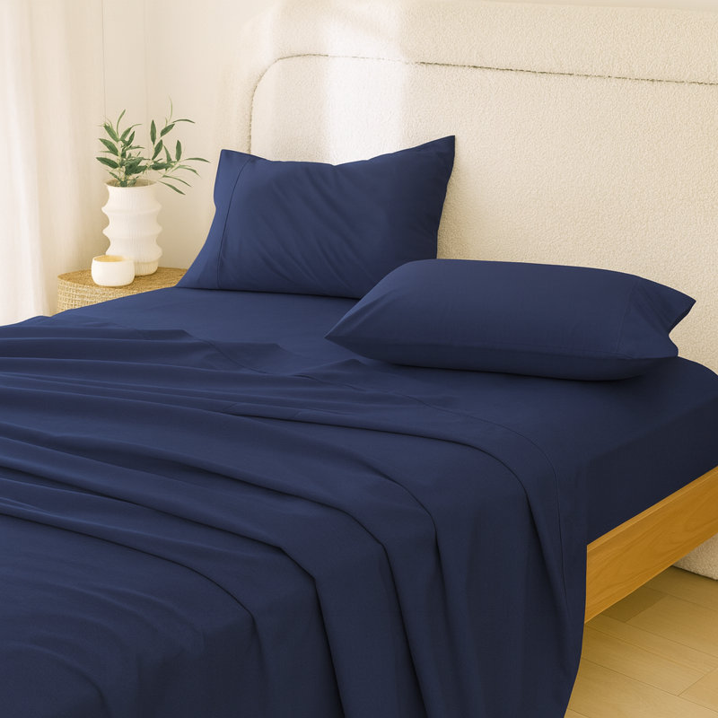 Rug Branch California Cotton Club 2 PC King Pillowcases – 600 Thread Count, 100% Long-Staple Cotton, Soft Sateen Weave, Breathable, Durable, Machine Washable – Navy