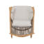 Chaise berçante d'extérieur - Structure en fer robuste au fini érable, dossier en rotin PE gris et coussin gris clair