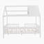 Full Size Wood House Bed with Fence, White