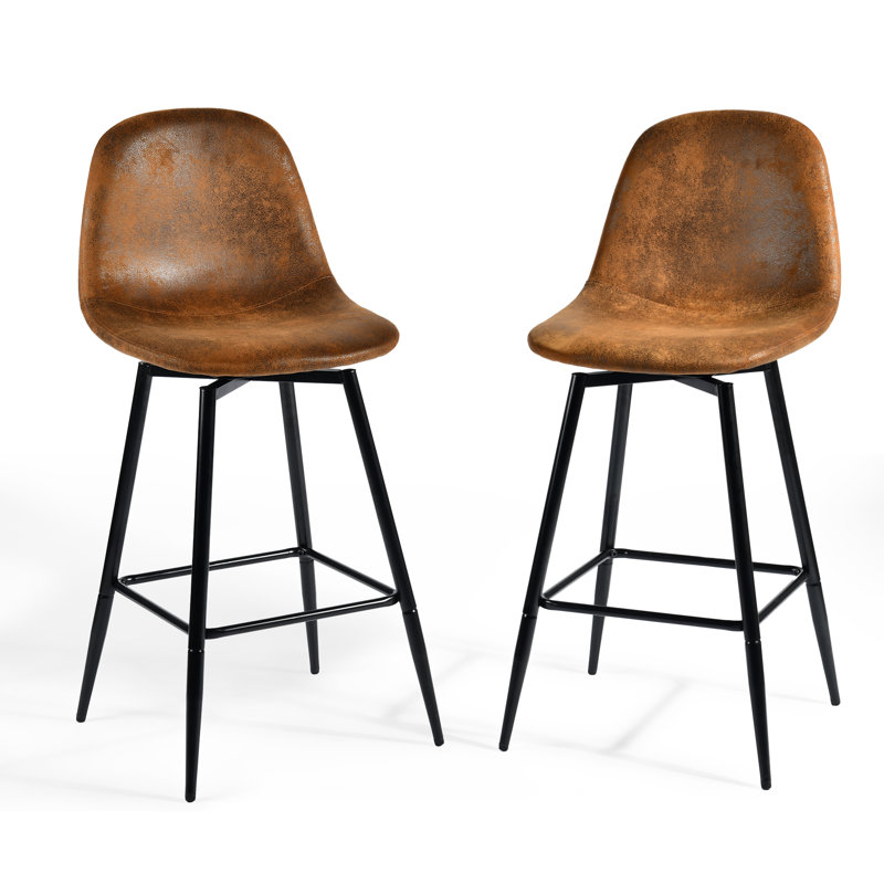 Swivel Upholstered Counter Stool with Metal Frame