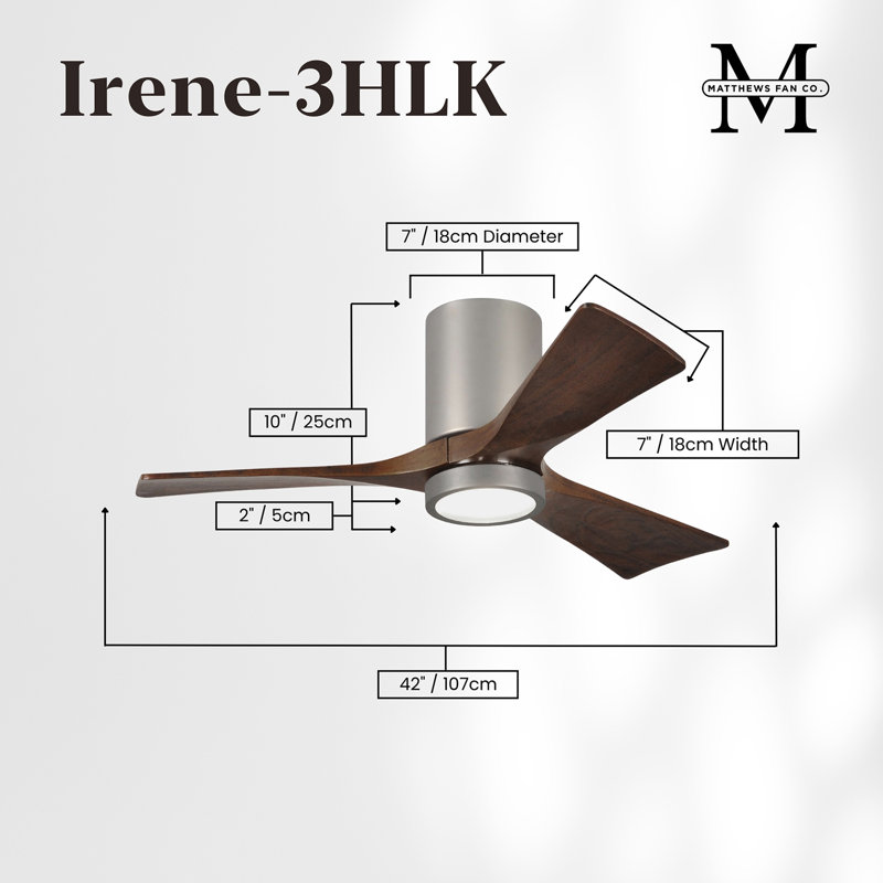 Irene LED Ceiling Fan, Brushed Nickel, Walnut, 42"
