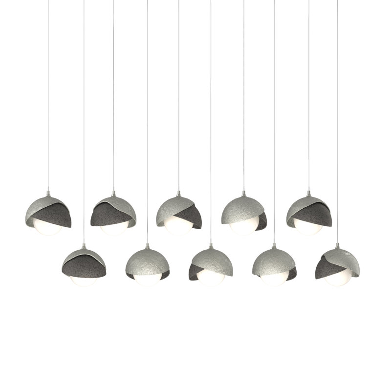 Brooklyn 10 - Light Double Shade Linear Pendant, Sterling, Long: 10" to 130", Natural Iron