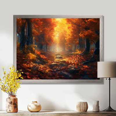 Forest Serenity Afternoon Sunlight In Autumn I - Forest Canvas Print Wall Art