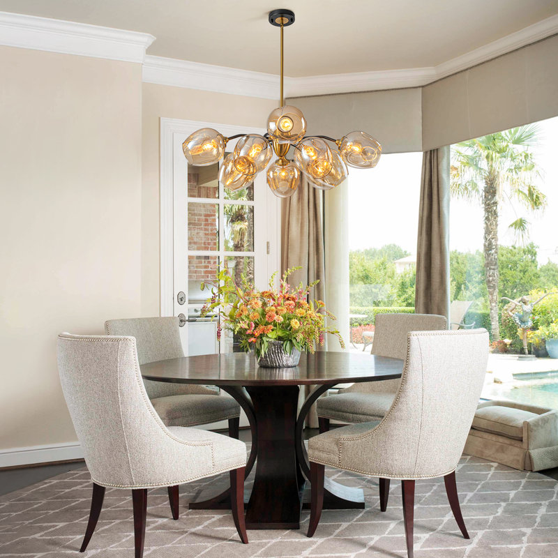10- Light Mid-Century Sputnik Amber Glass Chandelier