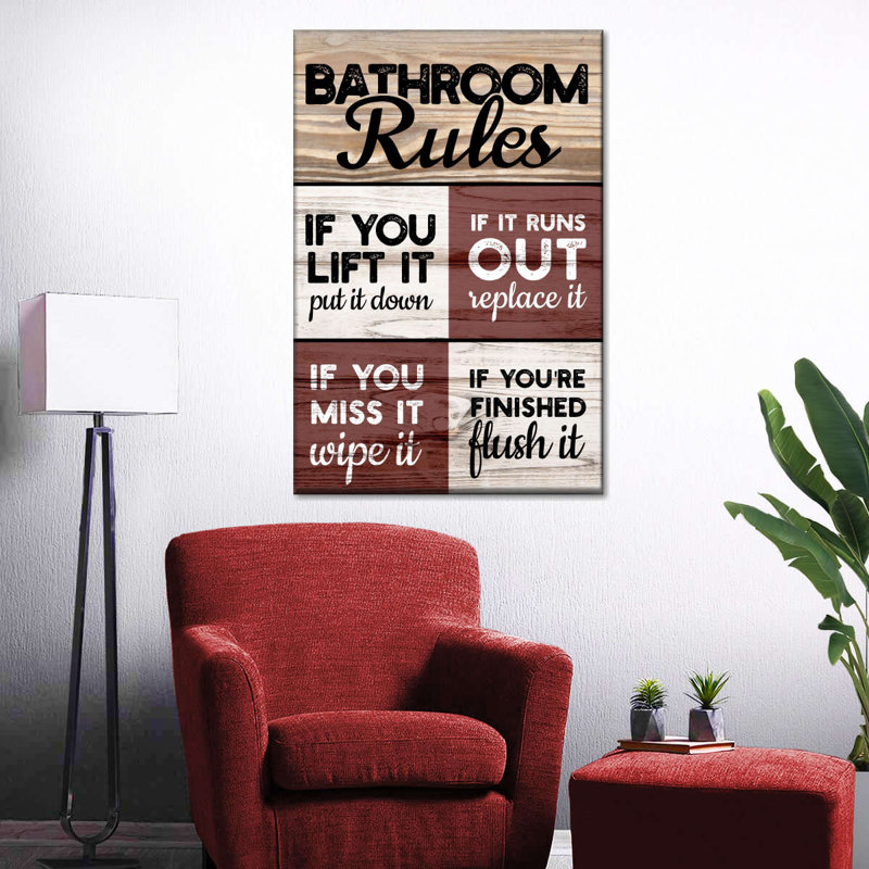Toilette Commandements, impression sur toile, H 51 po x l 34 po x P 1,25 po