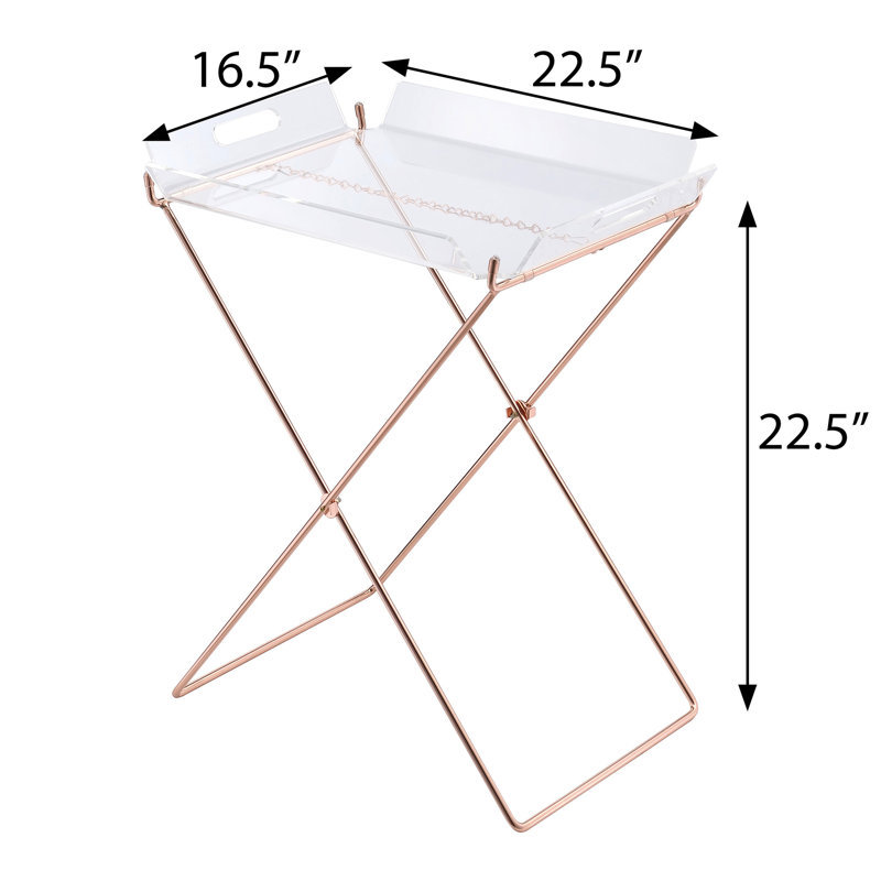 Clear Acrylic Table With Fashionable Sled Base Tray For Bedroom