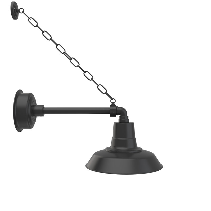 Luminaire de grange d'extérieur à DEL Haleigh, H 13 po x l 12 po x P 23 po, Noir mat