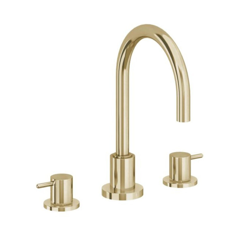 Avalon Widespread Bathroom Faucet, Standard pop-up drain, Polished Brass