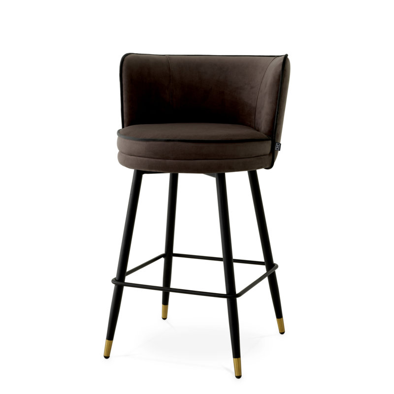Bar Stool Grenada Velvet, Counter Stool (27.17" Seat Height), Savona Gray