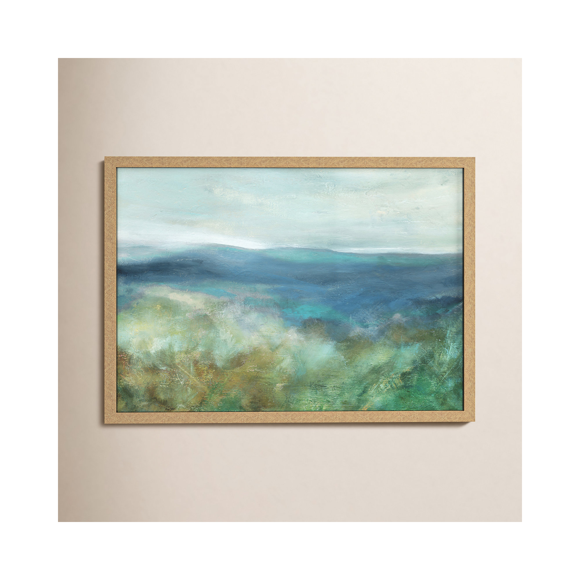 Blue Mountain Overlook - Picture Frame Painting Print, Natural Framed, 30.5" H x 42.5" W x 1.12" D