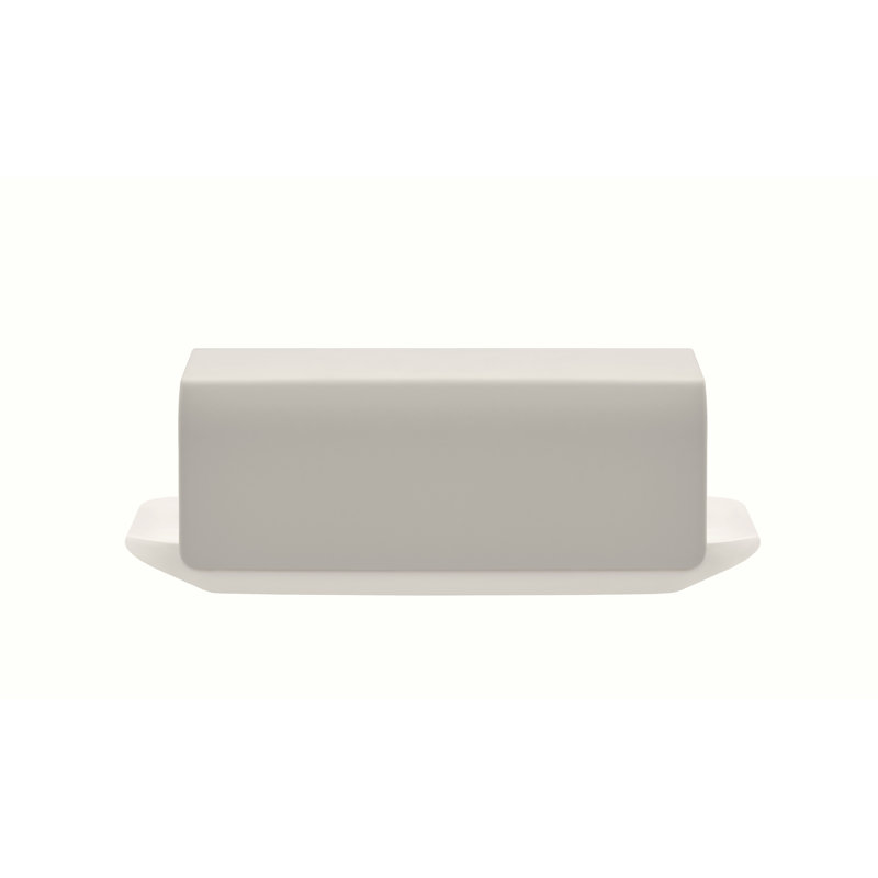 Warm Gray Stainless Steel and Porcelain Butter Dish