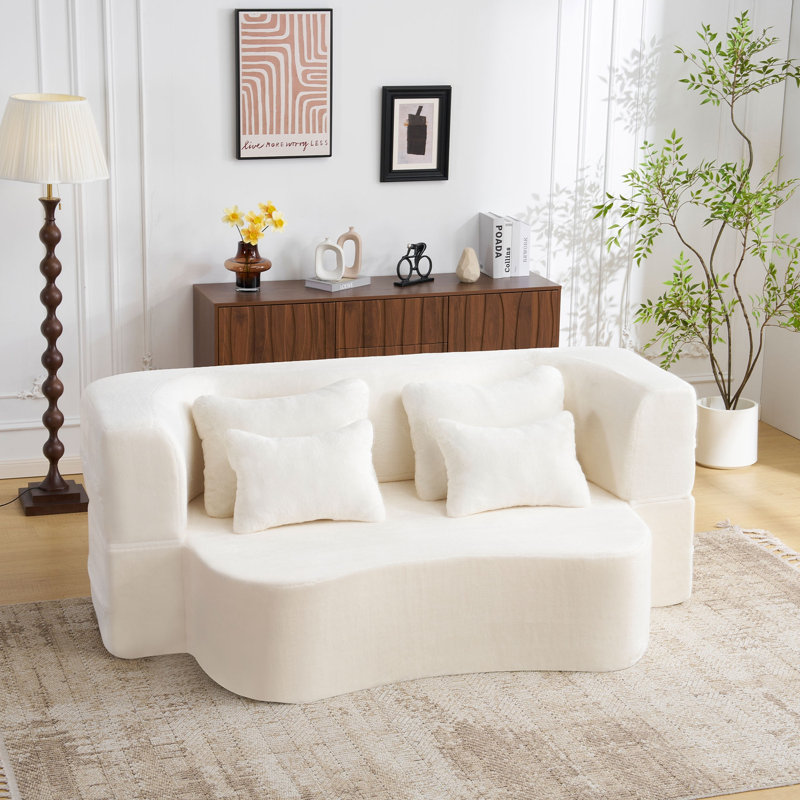 Canapé moderne blanc avec 4 coussins, Blanc