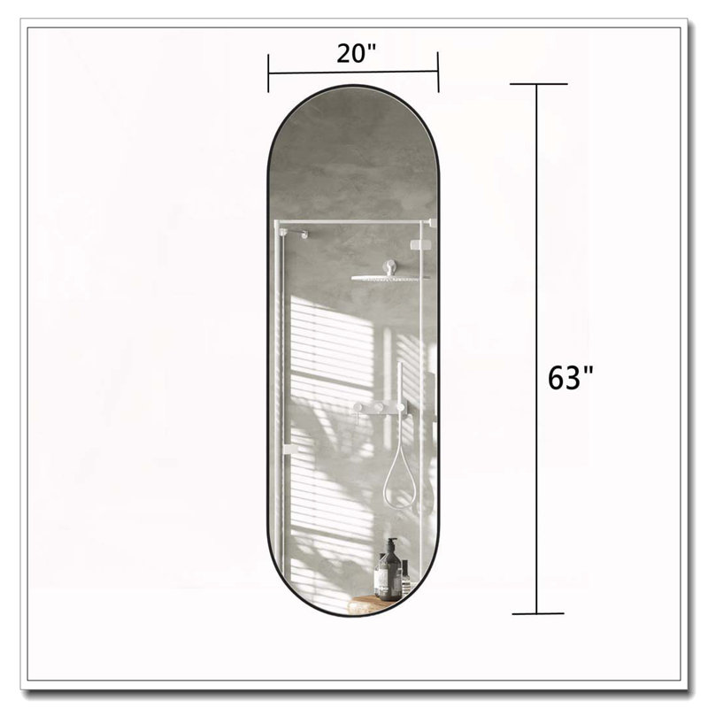 63" x 20" Oval Full-Length Mirror, Black