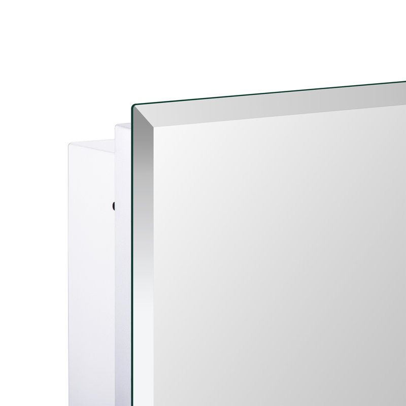 Ebern Designs Chouhan, miroir biseauté et tablettes réglables pour la salle de bain, encastrées ou en surface., Blanc