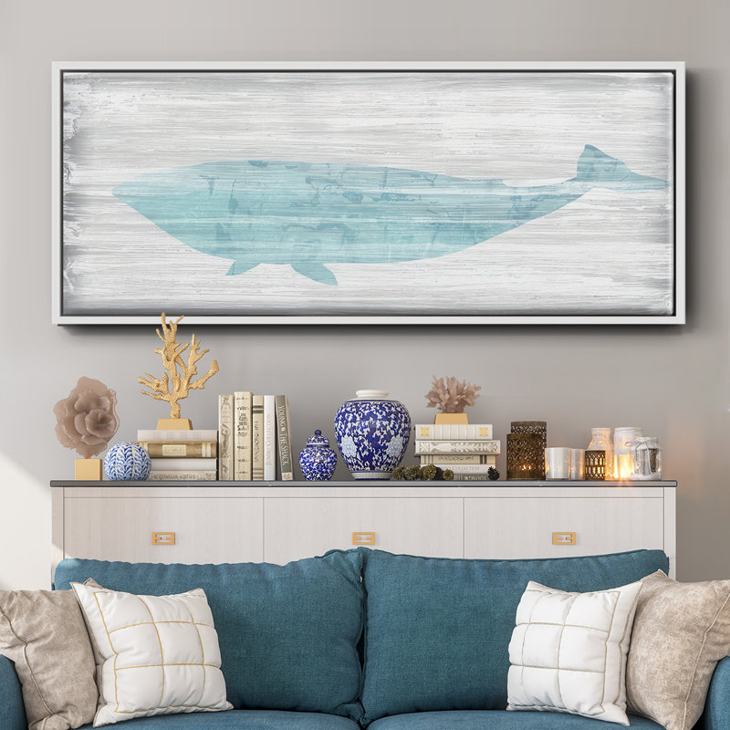 Baleine IV - toile encadrée, H 24 po x l 60 po