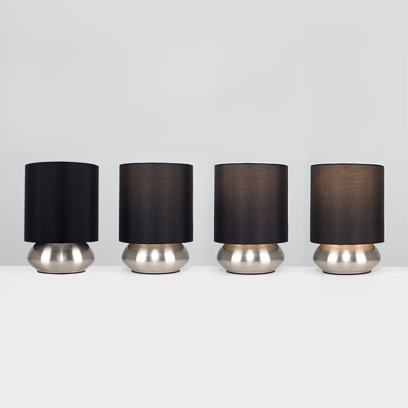 Vatukoula Metal Table Lamp, Brushed Chrome, Grey