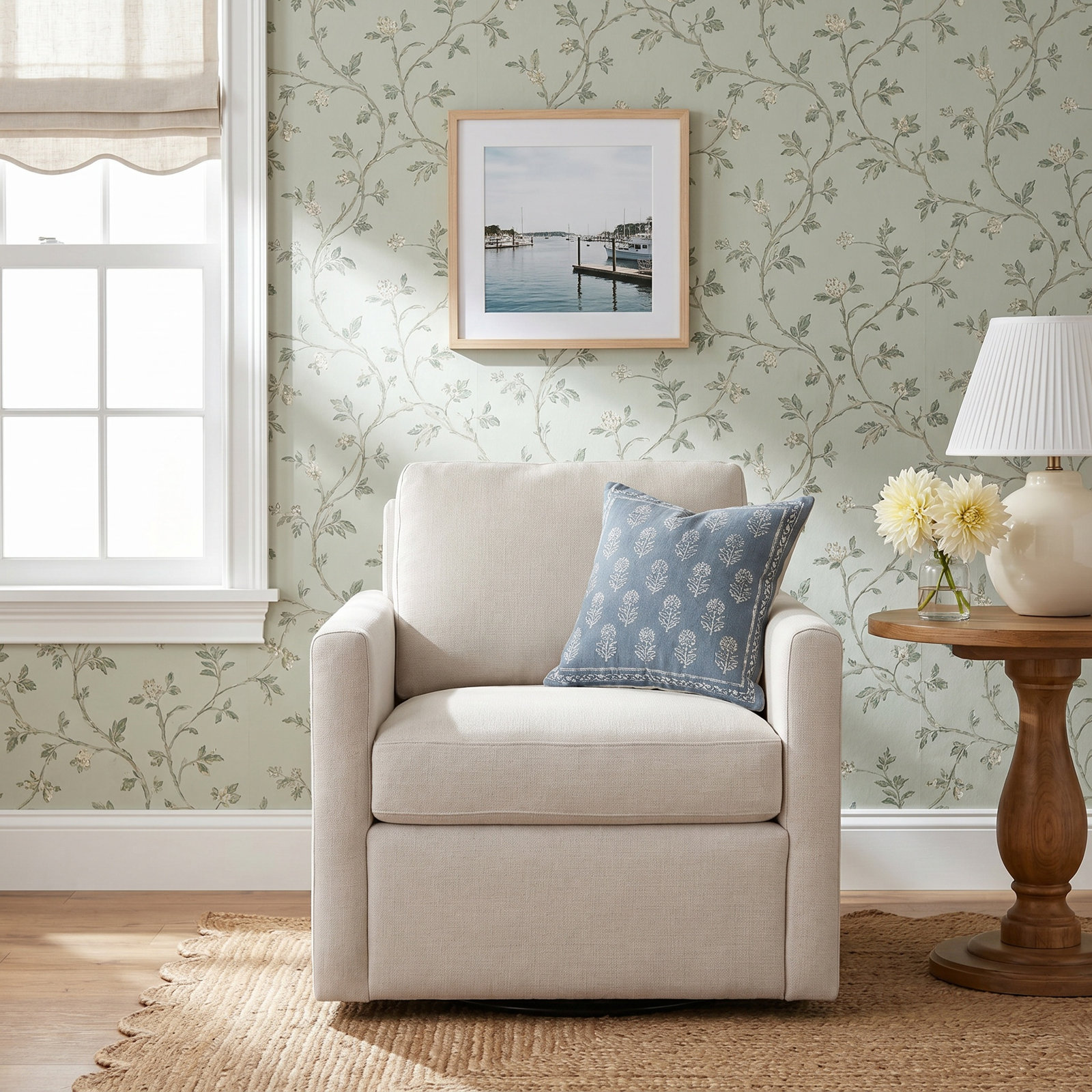 Savannah Cotton Swivel Armchair, Nomad Snow