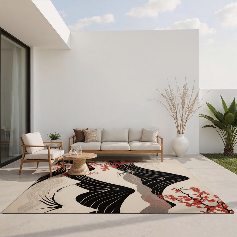 Tapis intérieur et extérieur Twilight Blossom, Rectangle 1 pi 6 po x 2 pi 6 po