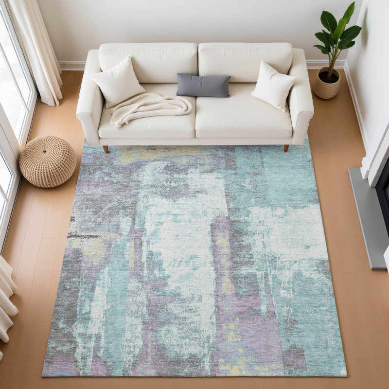 Premium Machine Washable Pirtle Abstract Rug, Rectangle 10' x 14'
