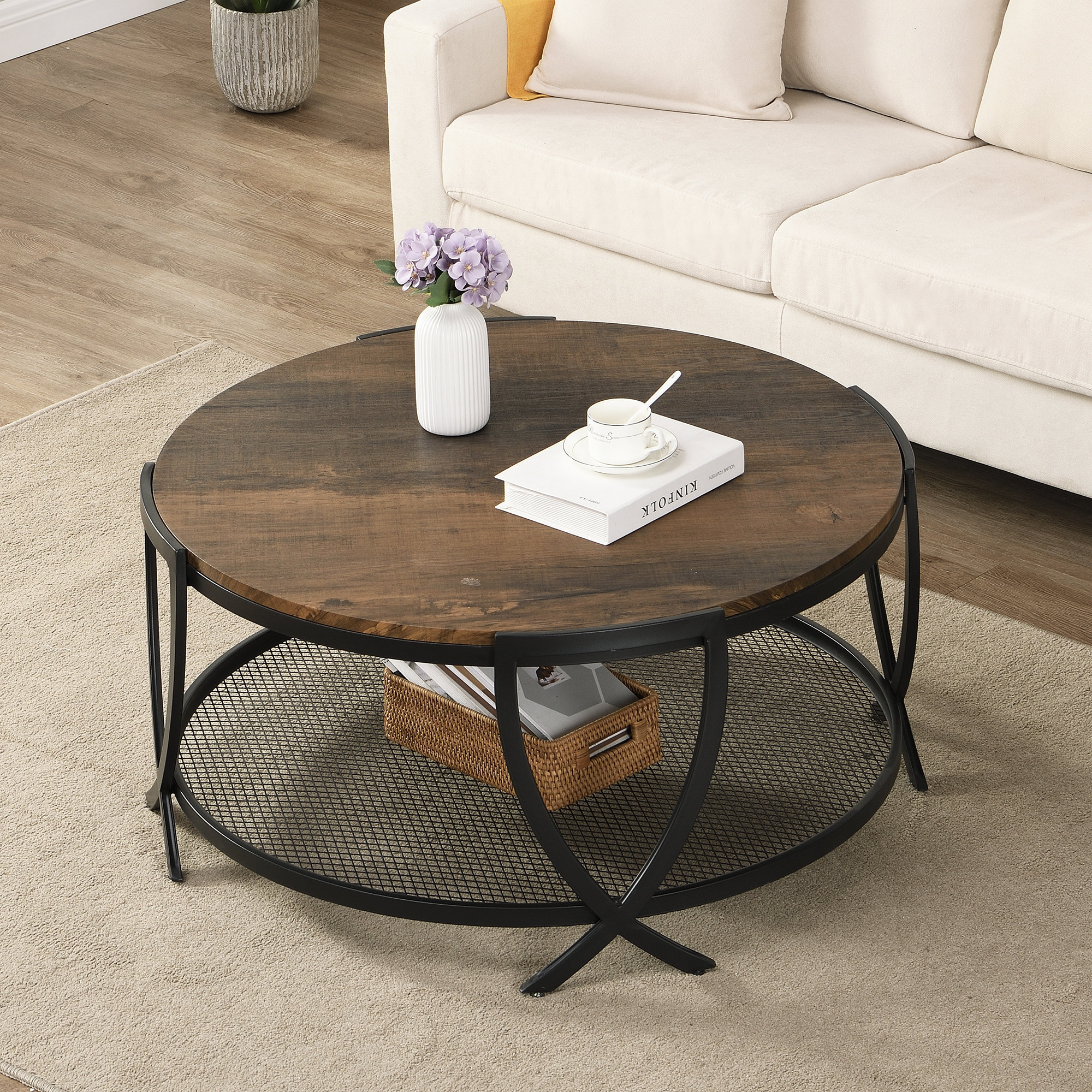 End Tables Living Room Oval Coffee Table with Tray Desktop for
