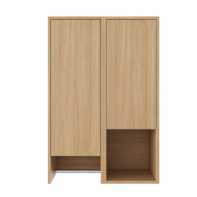 24-Inch Wall-Mounted Side Cabinet Combination With Soft Closing Door, 1 Towel Rack & 1 Open Storage For Small Bathroom, Study, Storage Room