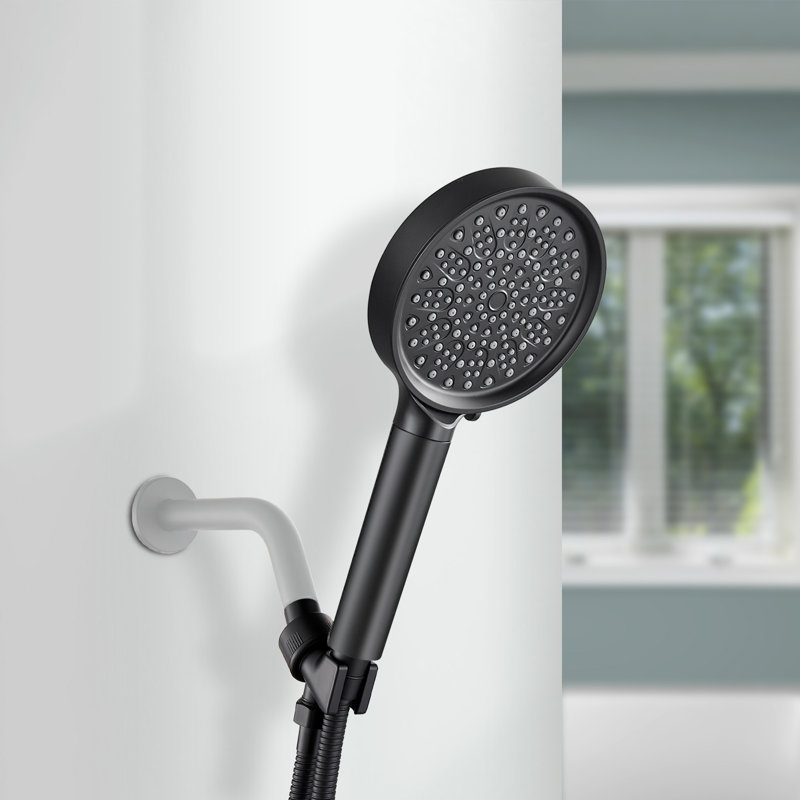 Pomme de douche multi-fonctions à 6 jets avec filtre, Noir mat