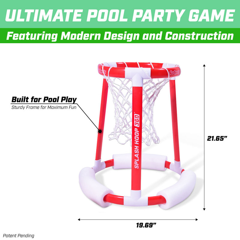 Splash Hoop 360 Floating Pool Basketball Game, Red