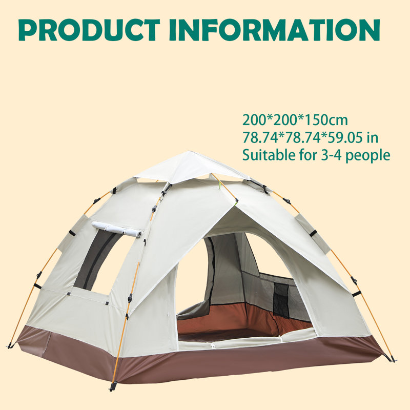 Quick-Fold Tent With Ventilation Window - Beige