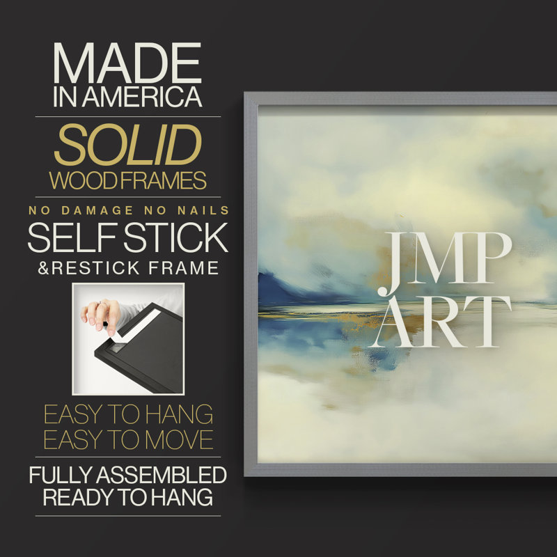 Abstract Series-XCVI -Framed Print - Restickable, Grey, 16" H x 20" W