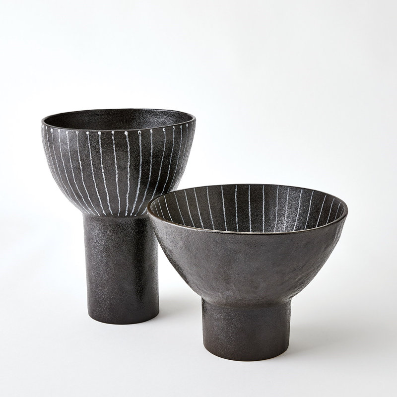 Cinder Footed Bowl-Striped, 13"H x 10"W x 10"D