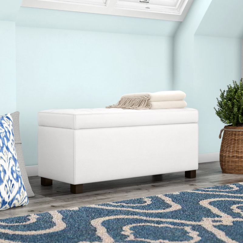 Stromsburg Faux Leather Upholstered Storage Bench, White