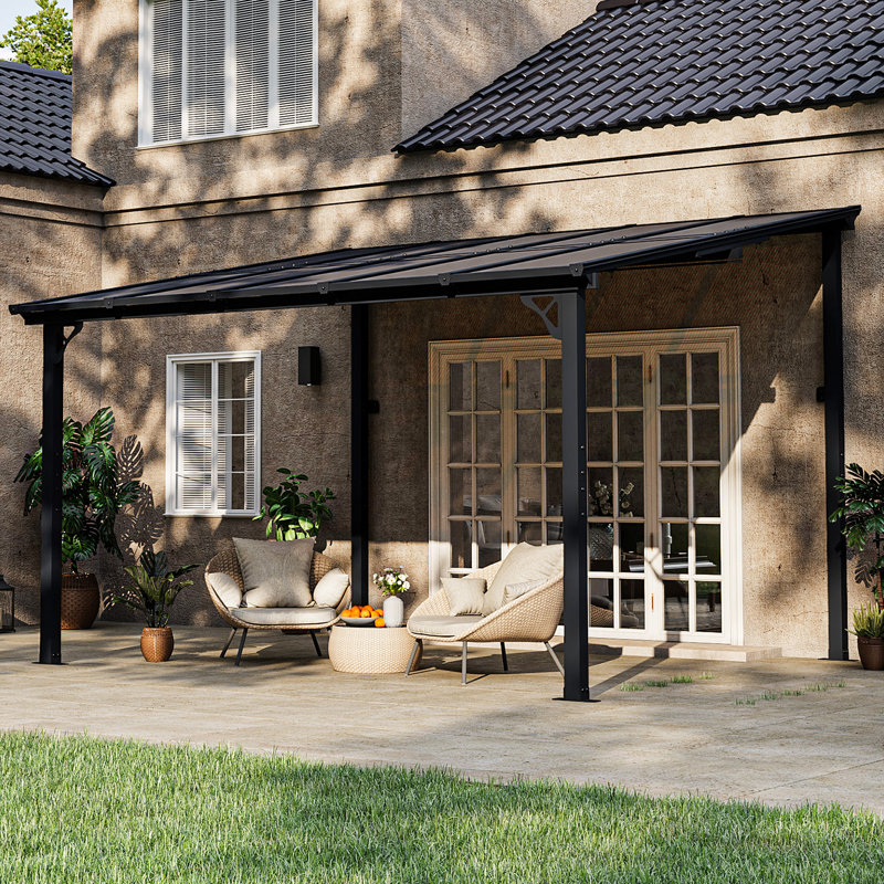 Metal Pergola With Canopy, 98" H x 144" W x 120" D