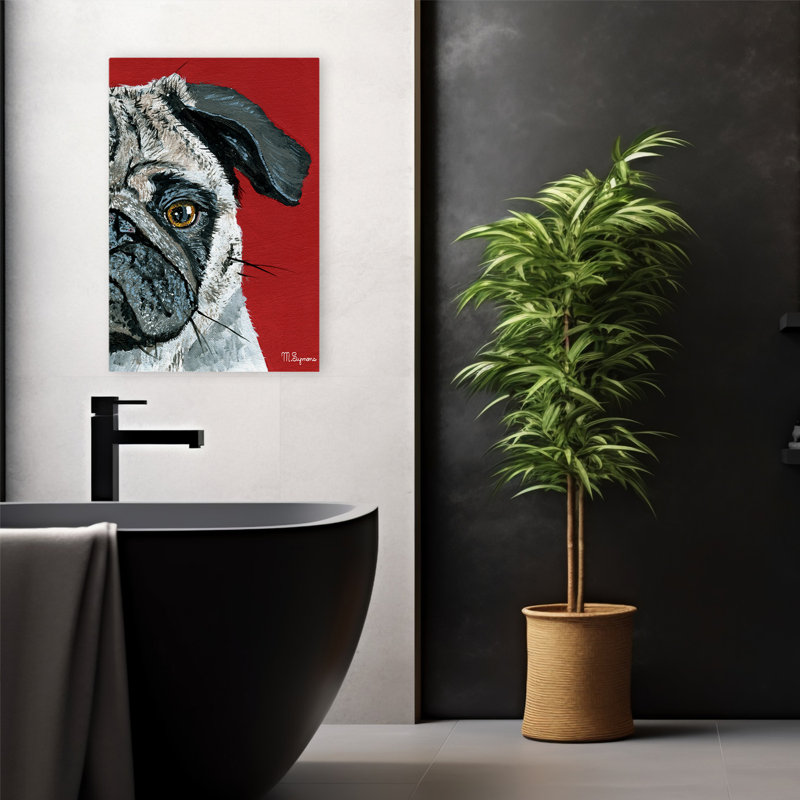 Carlin, art contemporain, chiens, carlin, H 24 po x l 16 po