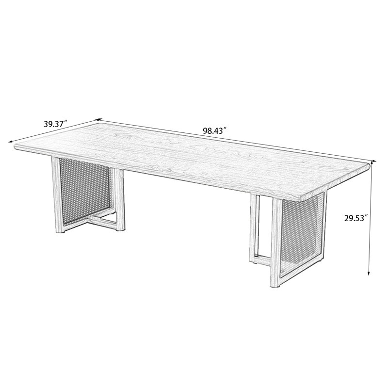 Brown Rectangular Solid Wood Dining Table, 29.53"H x 98.43"L x 39.37"W