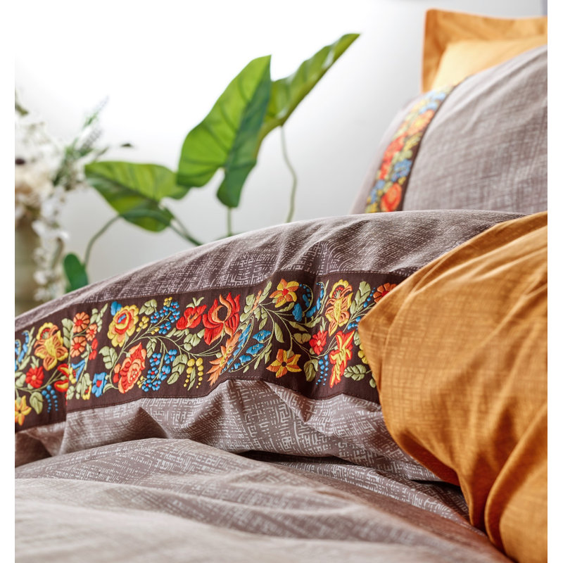Ensemble de housse de courtepointe 100% coton Ranforce, couleur vison | Housse de couette 63 x 87 avec fermeture à boutons, drap plat 63 x 95, taie d'oreiller 20 x 28 | Lavable à la machine, doux et durable, parfait pour les chambres confortables