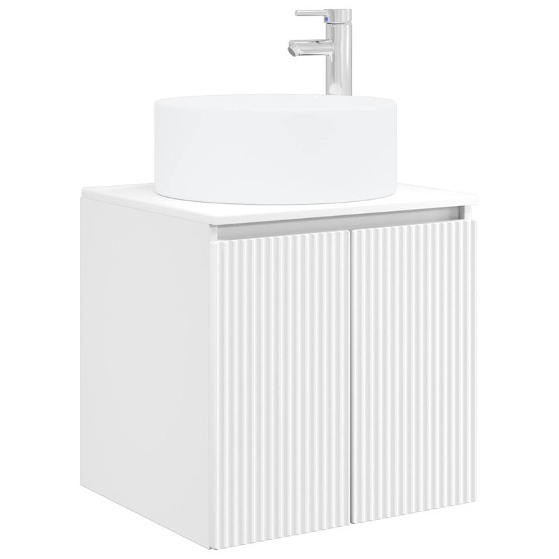 Single Bathroom Vanity with Ceramic Basin, White
