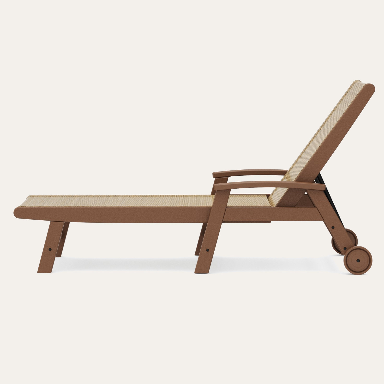 POLYWOOD® Coastal 28" Patio Chaise Lounge, Dune Burlap Revolution®, Teak