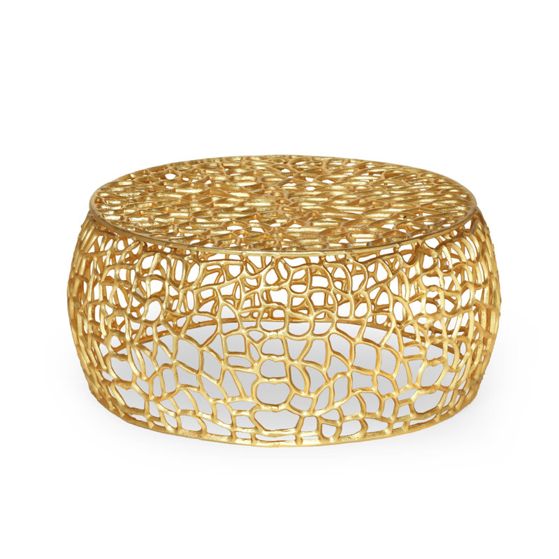 Freitas 27.5'' W Aluminum Round Coffee Table with Gold Top