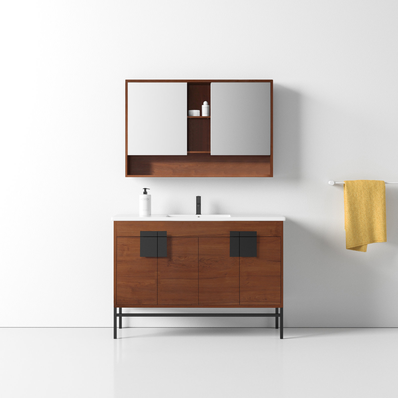 Maisie 48'' Single Bathroom Vanity, Black, Walnut