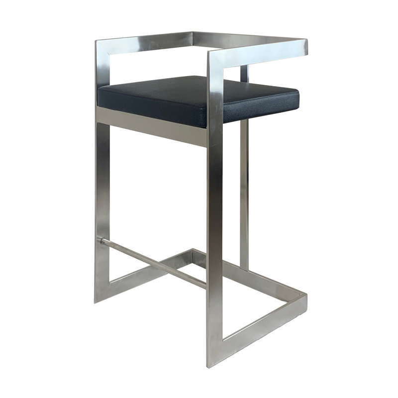 Rondions (26'' Seat Height) Counter Stool, Black/Silver Frame