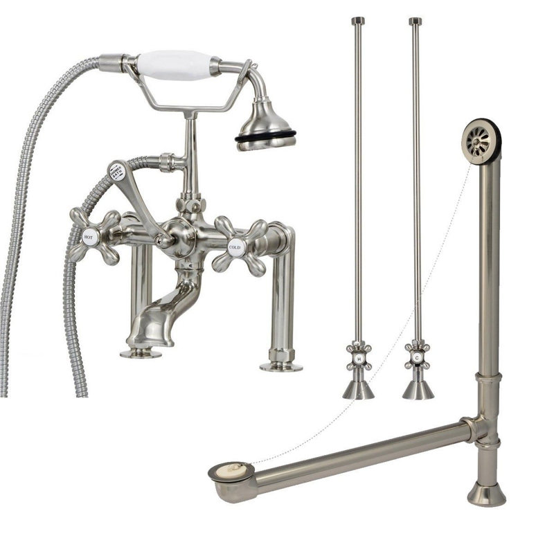 Baignoire de trempage autoportante en fonte 61,13 "X 30", Nickel brossé, Nickel brossé