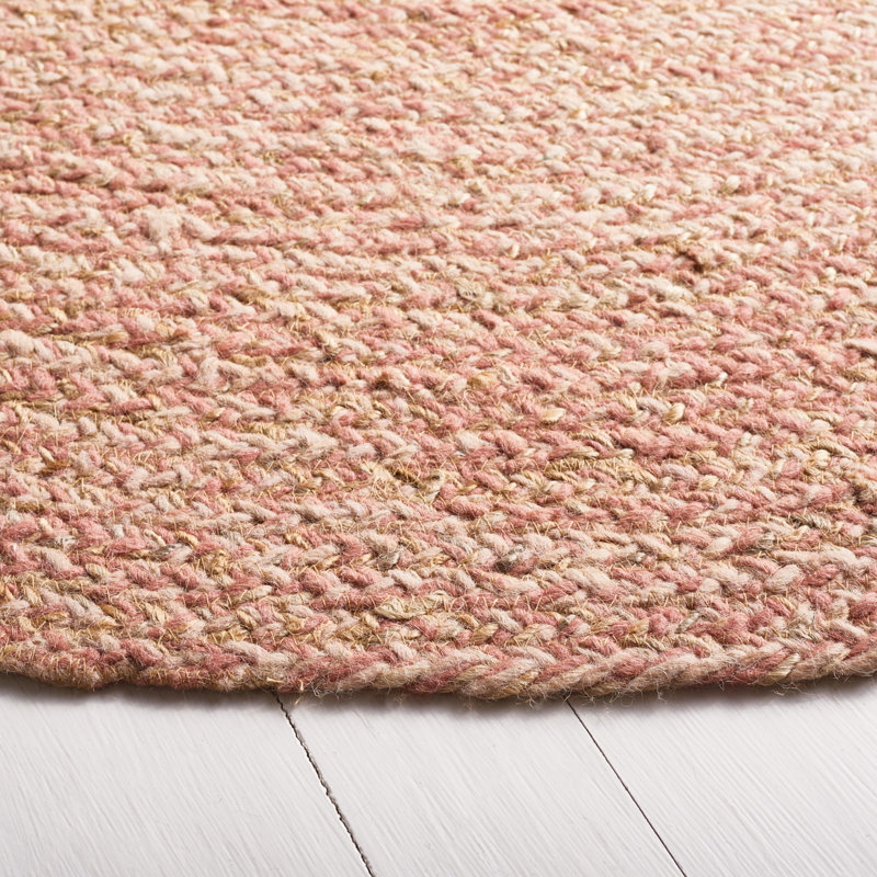 Jarid Natural Fiber Hand Loomed Wool/Jute Rug in Pink/Natural, Round 6'