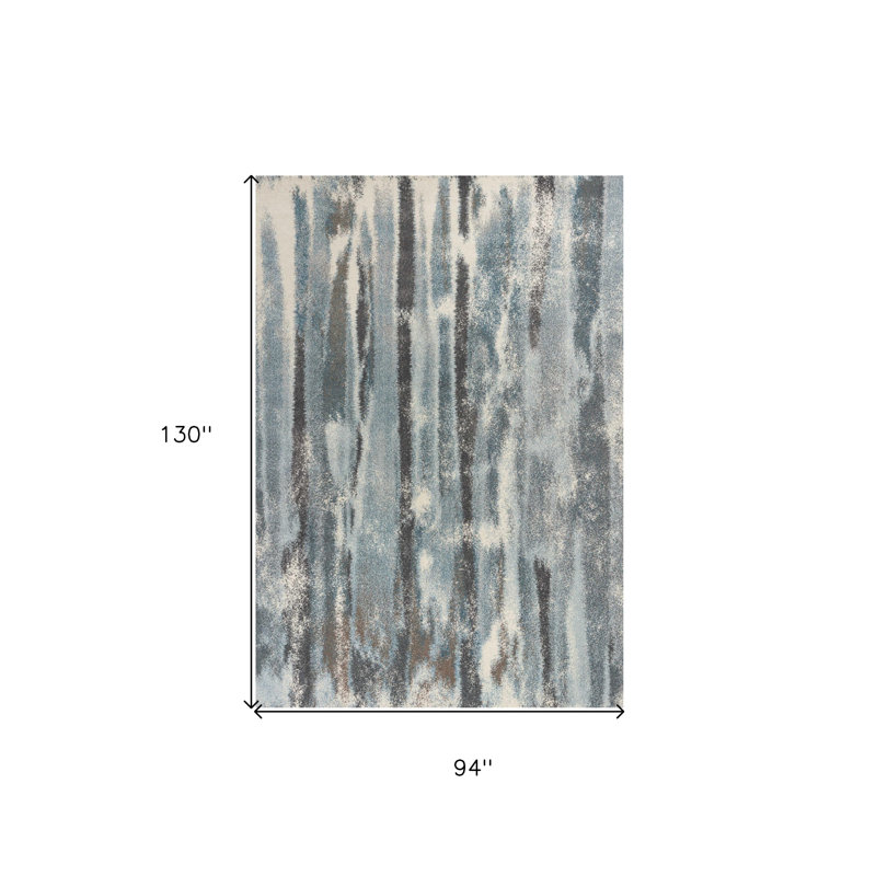 Tapis bleu sarcelle et gris, Rectangle 7 pi 10 po x 10 pi 10 po
