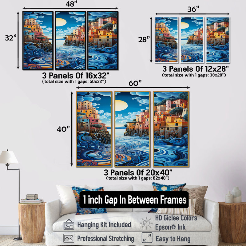Ensemble de salon Roundtree - River Wall Art, Cadre flottant noir, H 40 po x l 60 po x P 1 po