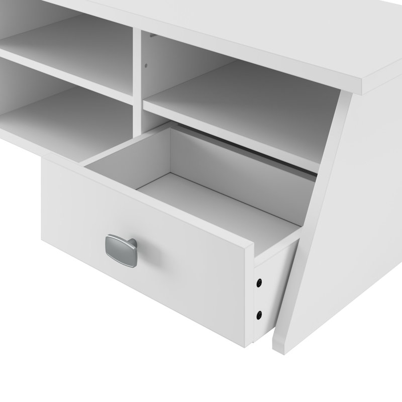 Bureau en L avec rehausse Aliyat, Blanc pur