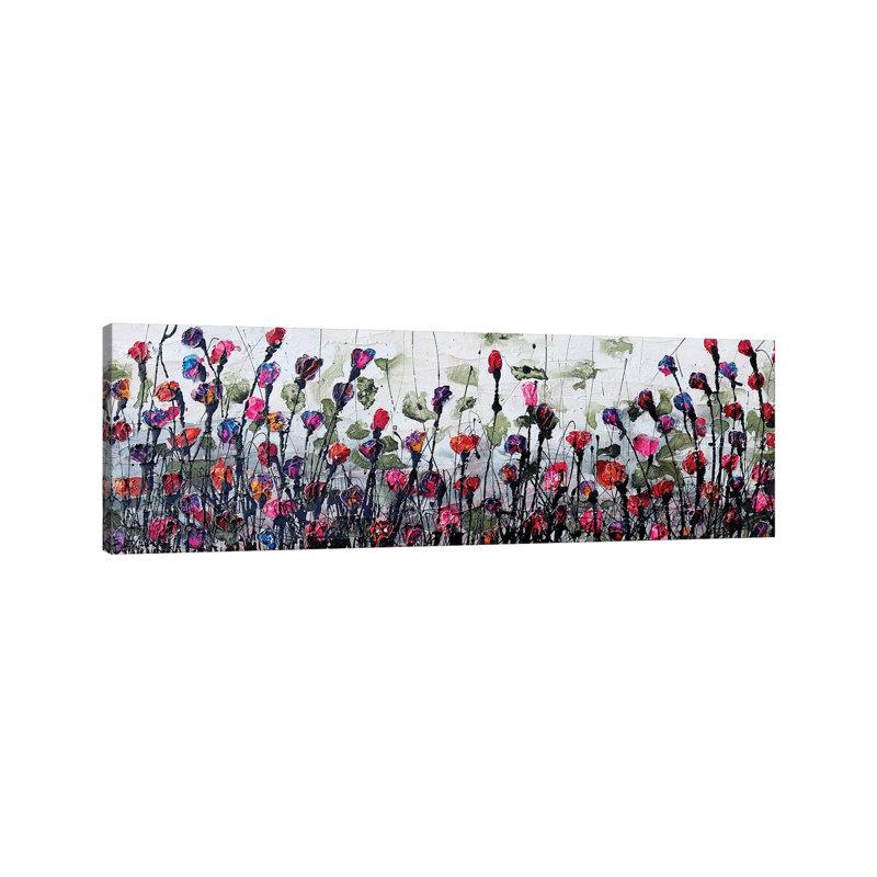 Fantatic Poppies by Donatella Marraoni - Panoramic Painting on Canvas, 30.48 cm H x 91.44 cm W x 1.91 cm D, Wrapped Canvas